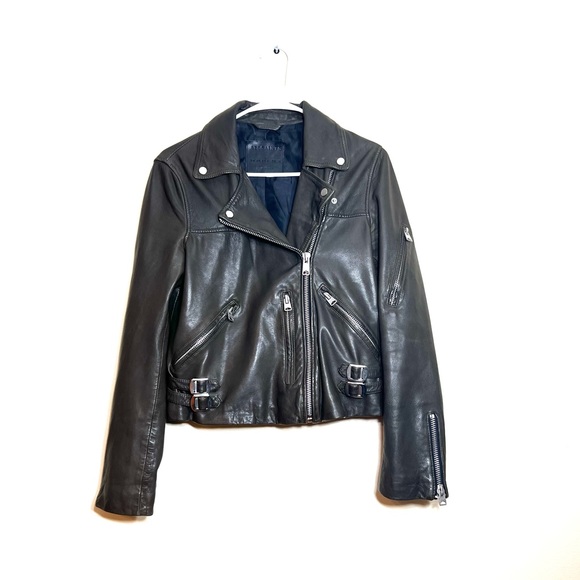 ALLSAINTS Prescott Biker Jacket Khaki Green - Picture 3 of 14